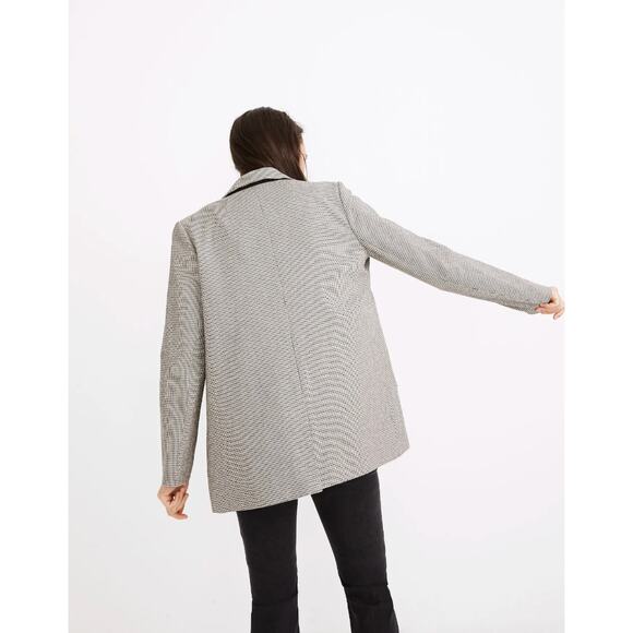 Madewell Dorset Oversized Blazer in Houndstooth Womens Medium Black Ivory - Picture 4 of 12